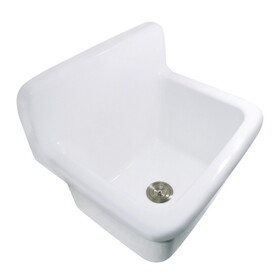 Kingston Brass GPKWS221820 Persepolis Galley 22-Inch Ceramic Wall Mount Single Bowl Utility Sink, White
