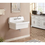 Kingston Brass GPKWS301918 Doriteal 30-Inch Ceramic Wall Mount Utility Sink, Glossy White