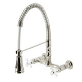 Kingston Brass Gourmetier GS1246PX Heritage Two-Handle Wall-Mount Pull-Down Sprayer Kitchen Faucet, Polished Nickel