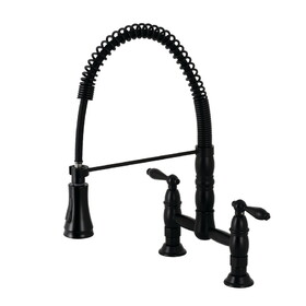 Gourmetier Heritage Two-Handle Deck-Mount Pull-Down Sprayer Kitchen Faucet, Matte Black GS1270AL