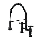 Gourmetier Heritage Two-Handle Deck-Mount Pull-Down Sprayer Kitchen Faucet, Matte Black GS1270AX