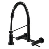 Gourmetier Concord 2-Handle Wall Mount Pull-Down Kitchen Faucet, Matte Black GS8180DL