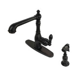 Kingston Brass Gourmetier GSY7205ACLBS American Classic Single-Handle Kitchen Faucet with Brass Sprayer, Oil Rubbed Bronze