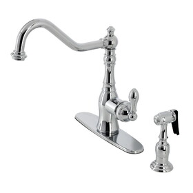Gourmetier American Classic Single Handle Kitchen Faucet with Brass Sprayer, Polished Chrome
