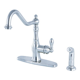 Gourmetier American Classic Single-Handle Kitchen Faucet with Brass Sprayer, Polished Chrome GSY7701ACLSP
