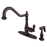 Kingston Brass Gourmetier GSY7705ACLBS American Classic Single-Handle Kitchen Faucet with Brass Sprayer, Oil Rubbed Bronze