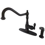 Kingston Brass Gourmetier GSY7705ACLSP American Classic Single-Handle Kitchen Faucet with Brass Sprayer, Oil Rubbed Bronze