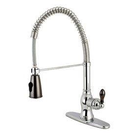 Gourmetier Kaiser Single-Handle Pre-Rinse Kitchen Faucet, Polished Chrome/Black Stainless Steel GSY8891AKL