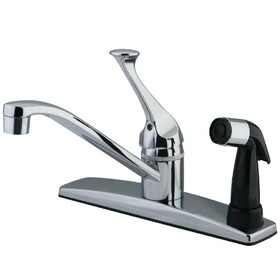 Kingston Brass KB0573 Single-Handle 1-or-3 Hole Deck Mount 8" Centerset Kitchen Faucet with Side Sprayer, Polished Chrome