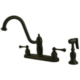 Oil Rubbed Bronze Kingston Brass KB1755PXBS Heritage 8-Inch Centerset Kitchen Faucet