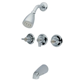Kingston Brass KB130 Three-Handle 5-Hole Wall Mount Tub and Shower Faucet, Polished Chrome