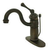 Kingston Brass KB1405BL Single Handle Mono Deck Lavatory Faucet with Retail Pop-up & Optional Deck Plate, Oil Rubbed Bronze