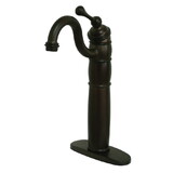 Kingston Brass KB1425BL Single Handle Vessel Sink Faucet with Optional Cover Plate, Oil Rubbed Bronze