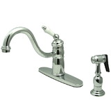Kingston Brass Victorian Mono Block Kitchen Faucet with Brass Sprayer, Polished Chrome KB1571PLBS