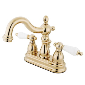 Kingston Brass KB1602PL Two Handle 4" Centerset Lavatory Faucet with Retail Pop-up, Polished Brass