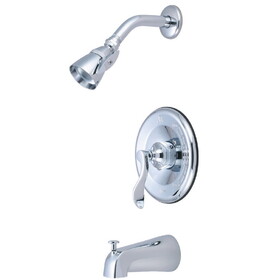 Kingston Brass KB1631DFL NuFrench Single-Handle 3-Hole Wall Mount Tub and Shower Faucet, Polished Chrome