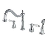 Kingston Brass Widespread Kitchen Faucet, Polished Chrome KB1791BPLBS