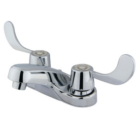 Kingston Brass KB181G Vista Two-Handle 2-Hole Deck Mount 4" Centerset Bathroom Faucet with Plastic Pop-Up, Polished Chrome