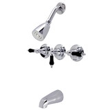 Kingston Brass Duchess Three-Handle 5-Hole Wall Mount Tub and Shower Faucet