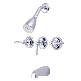 Kingston Brass Knight Three-Handle Tub and Shower Faucet, Polished Chrome