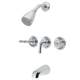 Kingston Brass KB231 Three Handle Tub & Shower Faucet, Chrome