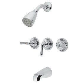 Kingston Brass Magellan Three-Handle Tub and Shower Faucet, Polished Chrome