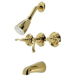 Kingston Brass KB232FL Royal Three-Handle Tub and Shower Faucet, Polished Brass