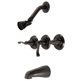 Kingston Brass KB235FL Royal Three-Handle Tub and Shower Faucet, Oil Rubbed Bronze