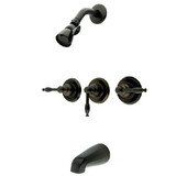 Kingston Brass KB235KL Three Handle Tub & Shower Faucet, Oil Rubbed Bronze