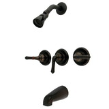 Kingston Brass KB235 Three Handle Tub & Shower Faucet, Oil Rubbed Bronze