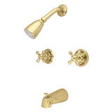 Kingston Brass KB242AX Two Handle Tub & Shower Faucet, Polished Brass