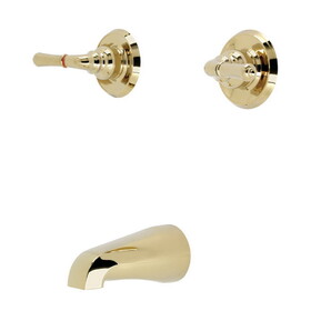 Kingston Brass KB242TO Two-Handle 3-Hole Wall Mount Tub and Shower Faucet Tub Only, Polished Brass