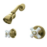 Kingston Brass KB247PXSO Victorian Two-Handle 3-Hole Wall Mount Shower Faucet, Brushed Brass