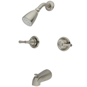 Kingston Brass KB248 Two Handle Tub & Shower Faucet, Satin Nickel