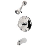 Kingston Brass Celebrity Tub & Shower Faucet With Single Crystal Octagonal Knob Handle, Polished Chrome