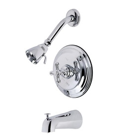 Kingston Brass KB3631AXT Single-Handle 3-Hole Wall Mount Tub and Shower Faucet Trim Only, Polished Chrome