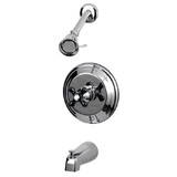 Kingston Brass Duchess Tub and Shower Faucet with Cross Handle, Polished Chrome