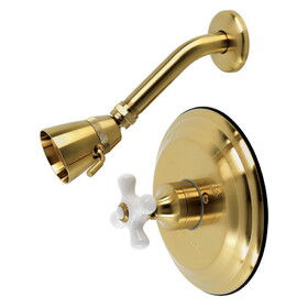 Kingston Brass KB3637PXTSO Restoration Single-Handle 2-Hole Wall Mount Shower Faucet Trim Only, Brushed Brass