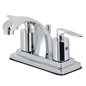 Kingston Brass Two-Handle 3-Hole Deck Mount 4" Centerset Bathroom Faucet with Retail Pop-Up in Polished Chrome KB4641SVL