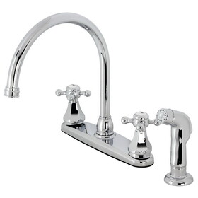 Kingston Brass Metropolitan Two-Handle Centerset Kitchen Faucet with Side Sprayer, Polished Chrome