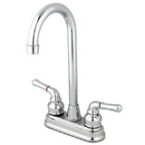 Kingston Brass KB491 Two Handle 4" Centerset High-Arch Bar Faucet, Polished Chrome