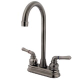 Kingston Brass KB493 Two Handle 4" Centerset High-Arch Bar Faucet, Vintage Nickel