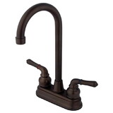 Kingston Brass KB495 Two Handle 4" Centerset High-Arch Bar Faucet, Oil Rubbed Bronze