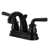 Kingston Brass KB5610RXL Restoration 4-Inch Centerset Bathroom Faucet with Pop-Up Drain, Matte Black