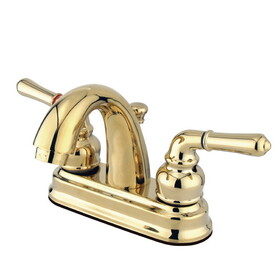 Kingston Brass KB5612NML Two Handle 4" Centerset Lavatory Faucet with Retail Pop-up, Polished Brass
