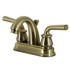 Kingston Brass KB5613RXL Restoration 4-Inch Centerset Bathroom Faucet with Pop-Up Drain, Antique Brass