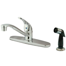 Kingston Brass KB5720 Chatham Single-Handle 2-or-4 Hole Deck Mount 8" Centerset Kitchen Faucet with Side Sprayer, Polished Chrome