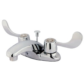 Kingston Brass KB621ADA Magellan Two-Handle 3-Hole Deck Mount 4" Centerset Bathroom Faucet with Plastic Pop-Up, Polished Chrome