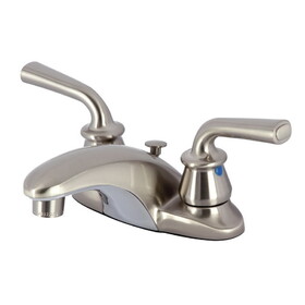 Kingston Brass KB628RXLB Restoration 4-Inch Centerset Bathroom Faucet with Brass Pop-Up, Brushed Nickel