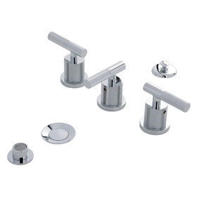 Kingston Brass Convergent Three-Handle Bidet Faucet with Knurled Handle and Brass Pop-Up